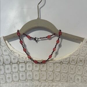 Elegant Red and Pink Beaded Necklace